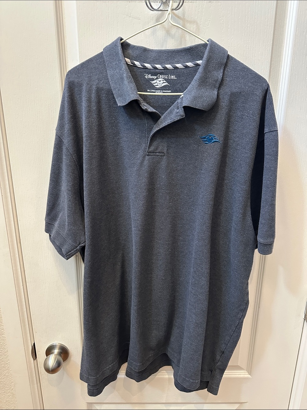 Disney Cruise Line Men’s Dark Gray Polo with Blue Logo